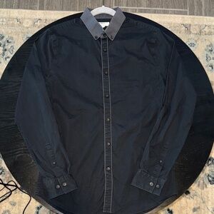 Express Black and Gray Long Sleeve Button-Down Shirt